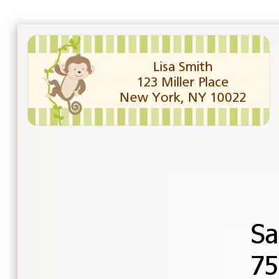 Monkey Neutral - Birthday Party Return Address Labels