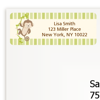 Monkey Neutral - Baby Shower Return Address Labels