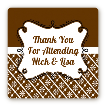 Modern Thatch Brown - Personalized Everyday Party Square Sticker Labels