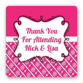 Modern Thatch Fuschia - Personalized Everyday Party Square Sticker Labels