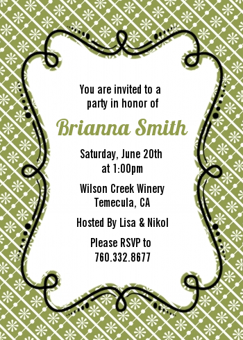 Modern Thatch Green - Personalized Everyday Party Invitations