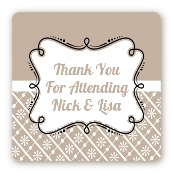 Modern Thatch Latte - Personalized Everyday Party Square Sticker Labels