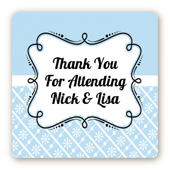Modern Thatch Light Blue - Personalized Everyday Party Square Sticker Labels