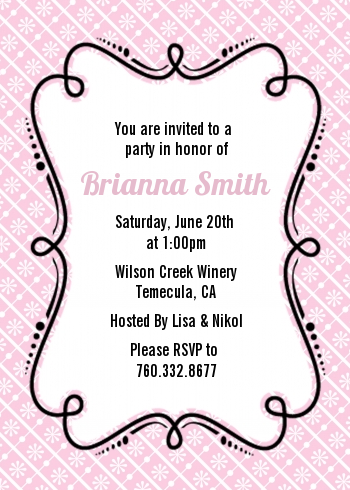 Modern Thatch Pink - Personalized Everyday Party Invitations