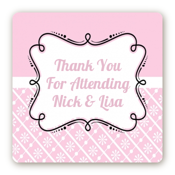 Modern Thatch Pink - Personalized Everyday Party Square Sticker Labels