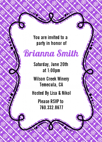 Modern Thatch Purple - Personalized Everyday Party Invitations
