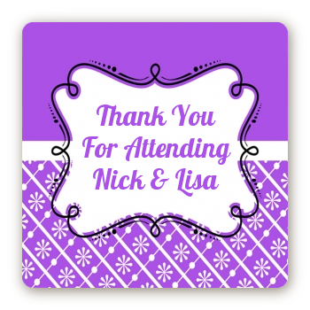 Modern Thatch Purple - Personalized Everyday Party Square Sticker Labels
