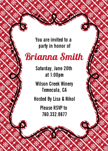 Modern Thatch Red - Personalized Everyday Party Invitations