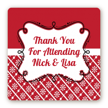 Modern Thatch Red - Personalized Everyday Party Square Sticker Labels