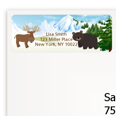 Moose and Bear - Baby Shower Return Address Labels