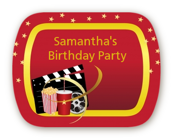 Movie Night - Personalized Birthday Party Rounded Corner Stickers