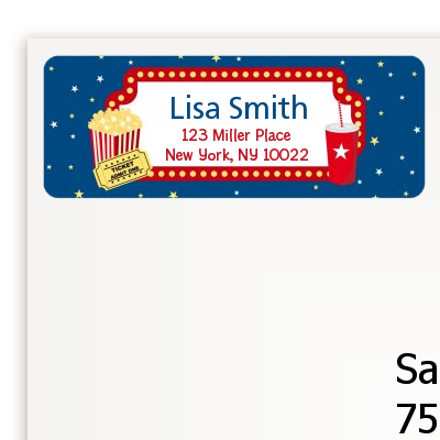 Movie Theater - Birthday Party Return Address Labels