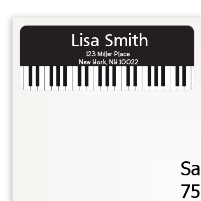 Musical Notes Black and White - Birthday Party Return Address Labels