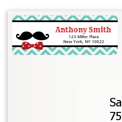 Mustache Bash - Birthday Party Return Address Labels