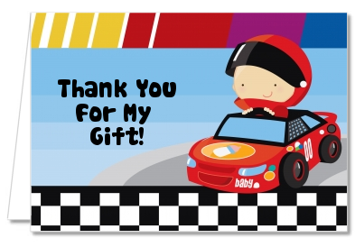 Nascar Inspired Racing - Baby Shower Thank You Cards