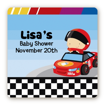 Nascar Inspired Racing - Square Personalized Baby Shower Sticker Labels