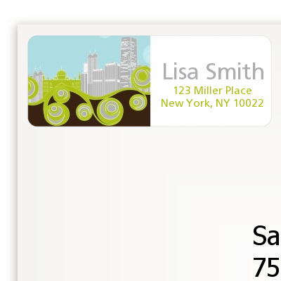 New Jersey Skyline - Bridal Shower Return Address Labels