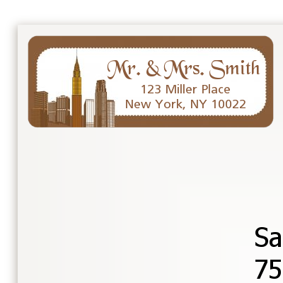 New York City Skyline - Bridal Shower Return Address Labels