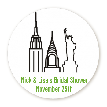  New York City - Round Personalized Bridal Shower Sticker Labels 