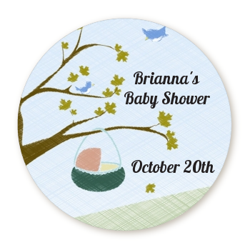  Nursery Rhyme - Rock a Bye Baby - Round Personalized Baby Shower Sticker Labels 