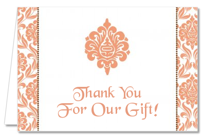 Orange Damask - Bridal Shower Thank You Cards