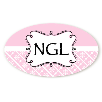 Modern Thatch Pink - Personalized Everyday Party Oval Sticker/Labels