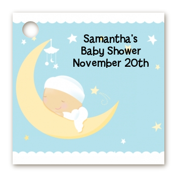Over The Moon Boy - Personalized Baby Shower Card Stock Favor Tags