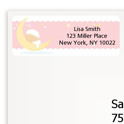 Over The Moon Girl - Baby Shower Return Address Labels