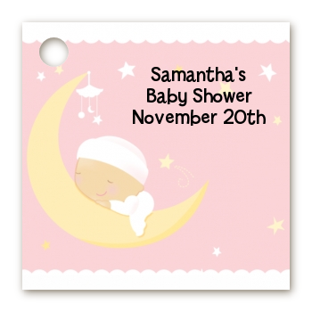 Over The Moon Girl - Personalized Baby Shower Card Stock Favor Tags