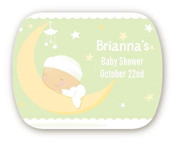 Over The Moon - Personalized Baby Shower Rounded Corner Stickers