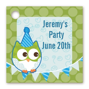 Owl Birthday Boy - Personalized Birthday Party Card Stock Favor Tags