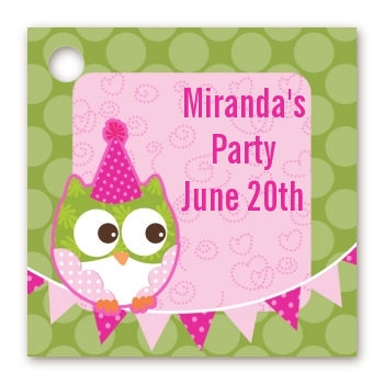 Owl Birthday Girl - Personalized Birthday Party Card Stock Favor Tags