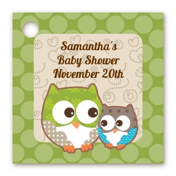 Owl - Look Whooo's Having A Baby - Personalized Baby Shower Card Stock Favor Tags