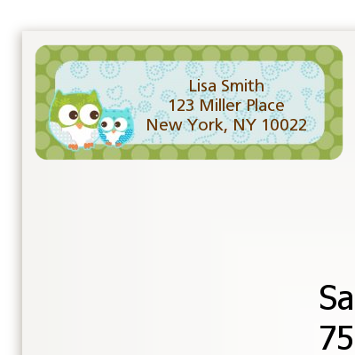 Owl - Look Whooo's Having A Boy - Baby Shower Return Address Labels