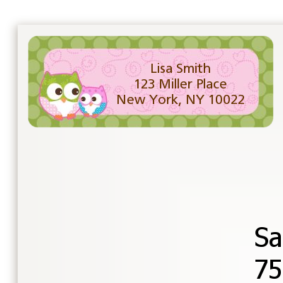 Owl - Look Whooo's Having A Girl - Baby Shower Return Address Labels