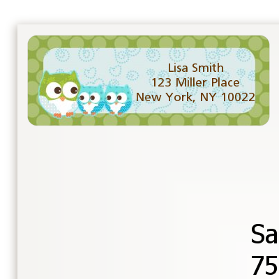 Owl - Look Whooo's Having Twin Boys - Baby Shower Return Address Labels