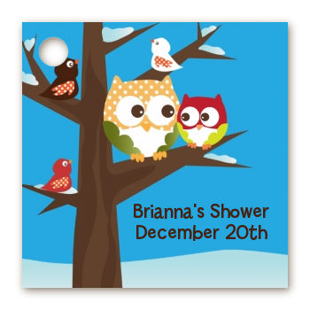 Owl - Winter Theme or Christmas - Personalized Baby Shower Card Stock Favor Tags