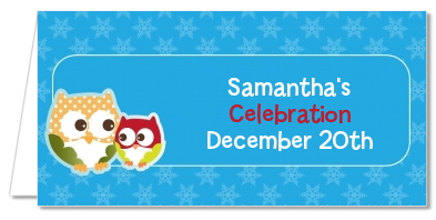 Owl - Winter Theme or Christmas - Personalized Baby Shower Place Cards