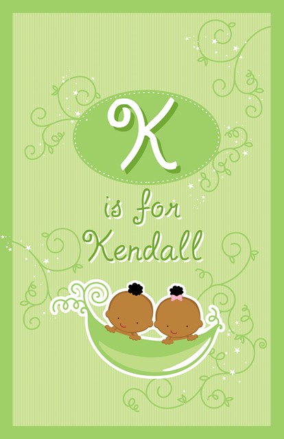 Twins Two Peas in a Pod African American Boy And Girl - Personalized Baby Shower Nursery Wall Art