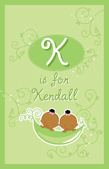 Twins Two Peas in a Pod African American Two Girls - Personalized Baby Shower Nursery Wall Art