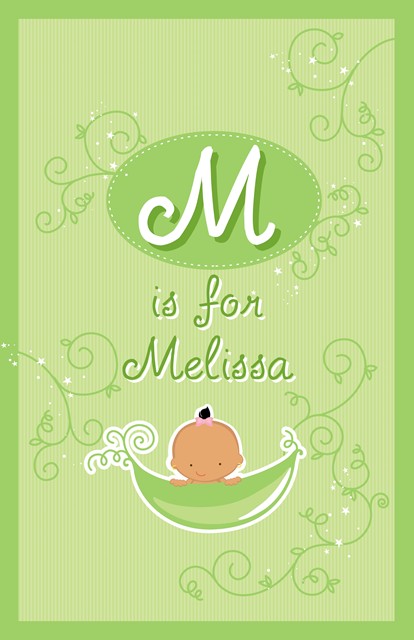 Sweet Pea Hispanic Girl - Personalized Baby Shower Nursery Wall Art