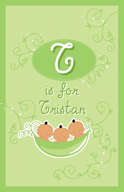 Triplets Three Peas in a Pod Hispanic Three Boys - Personalized Baby Shower Nursery Wall Art