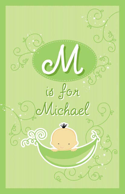 Sweet Pea Asian Boy - Personalized Baby Shower Nursery Wall Art