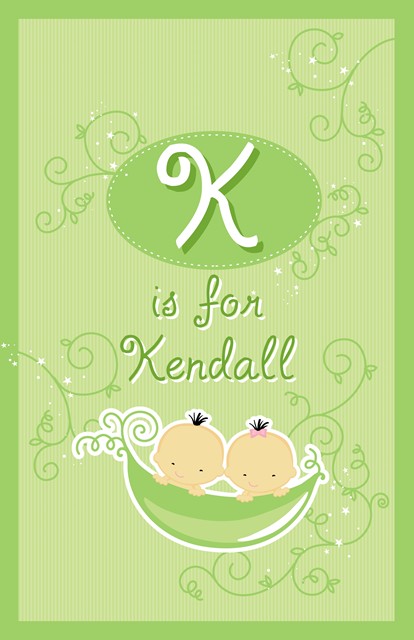 Twins Two Peas in a Pod Asian Boy And Girl - Personalized Baby Shower Nursery Wall Art