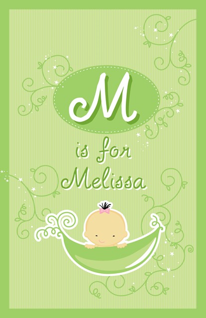 Sweet Pea Asian Girl - Personalized Baby Shower Nursery Wall Art