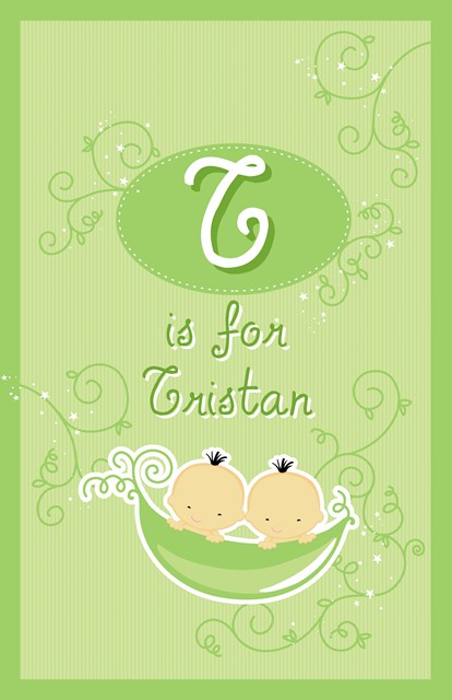 Twins Two Peas in a Pod Asian Two Boys - Personalized Baby Shower Nursery Wall Art