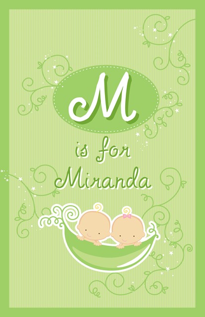Twins Two Peas in a Pod Caucasian Boy And Girl - Personalized Baby Shower Nursery Wall Art