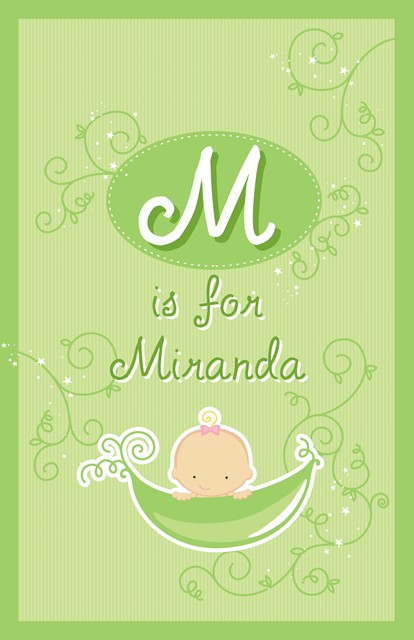 Sweet Pea Caucasian Girl - Personalized Baby Shower Nursery Wall Art