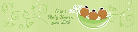  Triplets Three Peas in a Pod African American - Personalized Baby Shower Banners 1 Boy 2 Girls