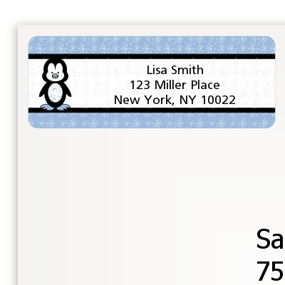 Penguin Blue - Birthday Party Return Address Labels